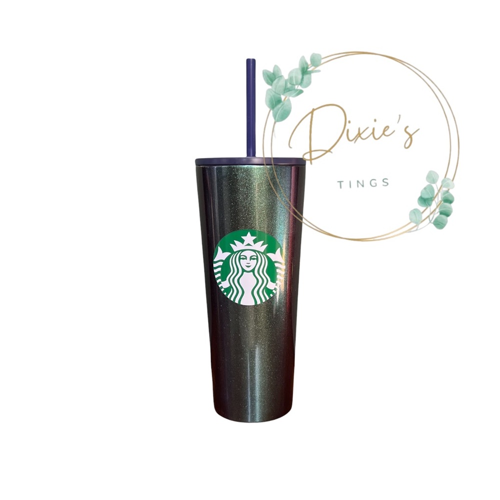 Starbucks Stainless Steel Shimmer glitter Blue/Green Grande Tumbler 16 OZ
